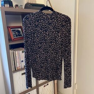 Free People Black and Gray Animal Print Top